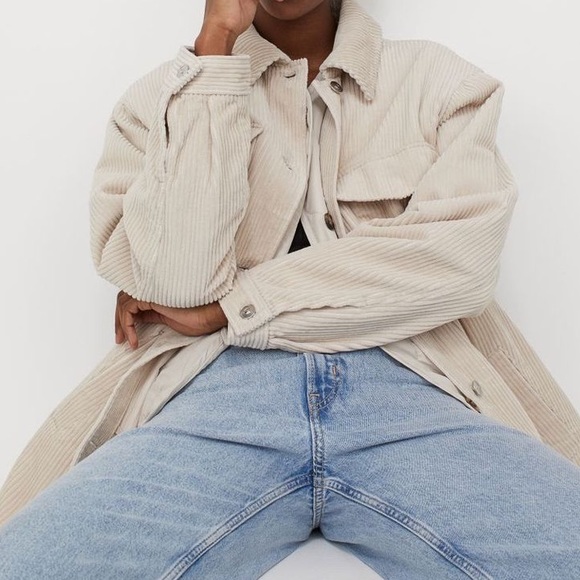 NWT H&M Corduroy Oversized Shirt Jacket Shacket - Picture 3 of 9